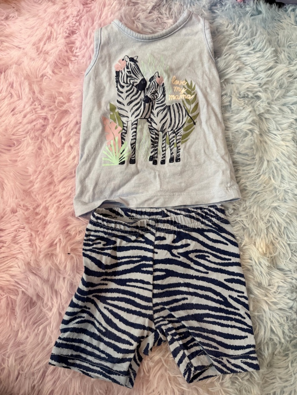 Carter's Light Gray Tank & Navy Zebra-Print Shorts Set